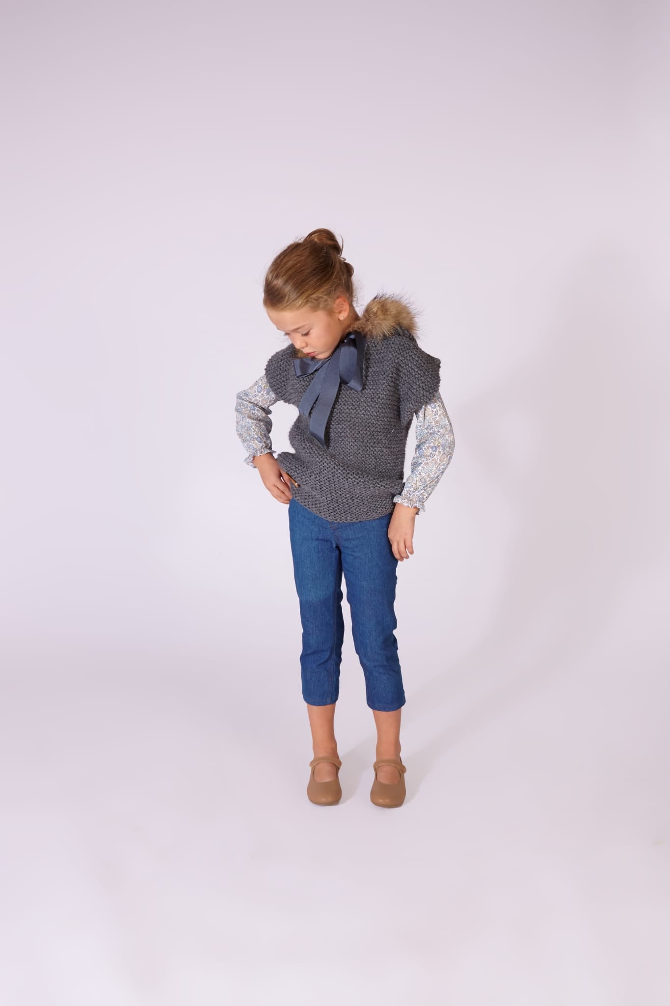 Poncho Knit handmade antracita