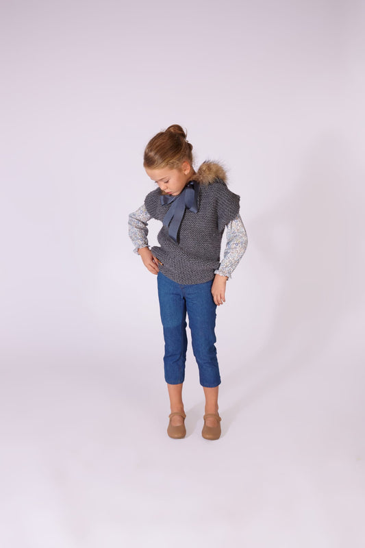 Poncho Knit handmade antracita