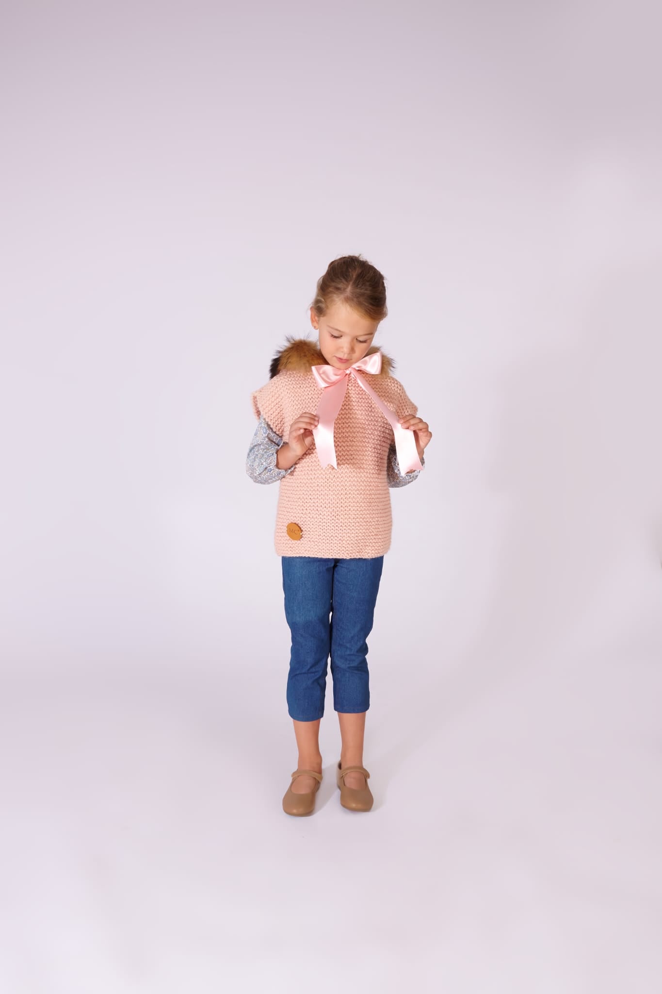 Poncho Knit handmade rose vintage