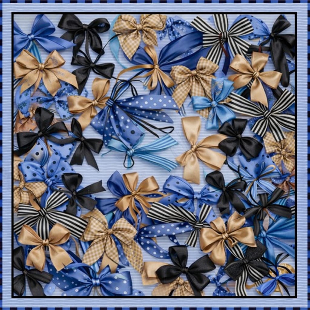 Pañuelo de seda Marie Antoniette (lo hemos creado con lazos auténticos superposición no hemos utilizado la ilustración,aplicando técnica de imagen real)